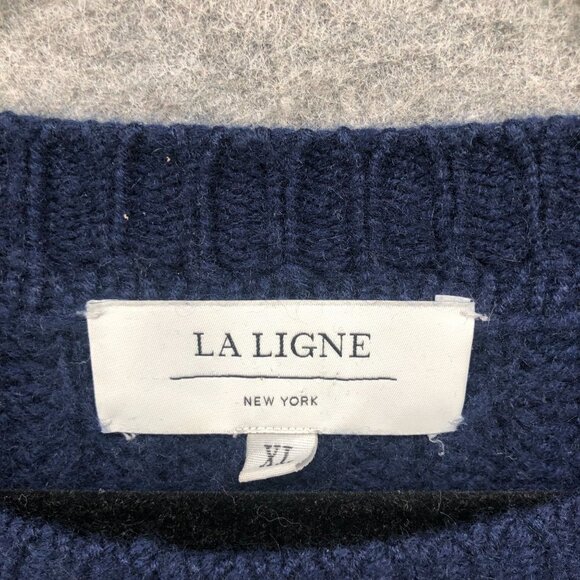 La Ligne Toujours Cashmere Sweater Womens XL Navy Blue Crewneck Relaxed - Picture 6 of 10
